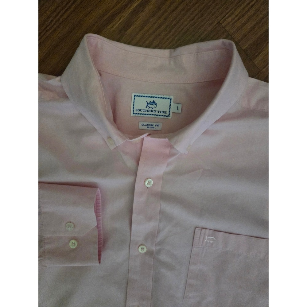 Southern Tide Mens Large Pink Classic Fit Cotton Long Sleeve Button Down Shirt
